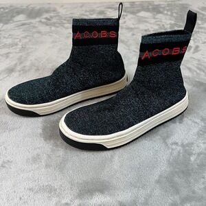 Marc Jacobs Shoes Womens Size 36‎ Black Glitter Sock Sneaker High Top Casual